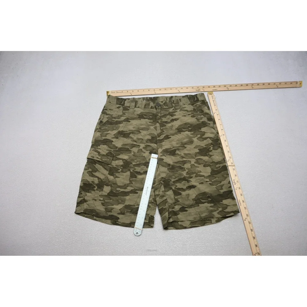 Columbia Cargo Shorts Mens 36 Green Camo Omni-Shade Ripstop Outdoor Excellent